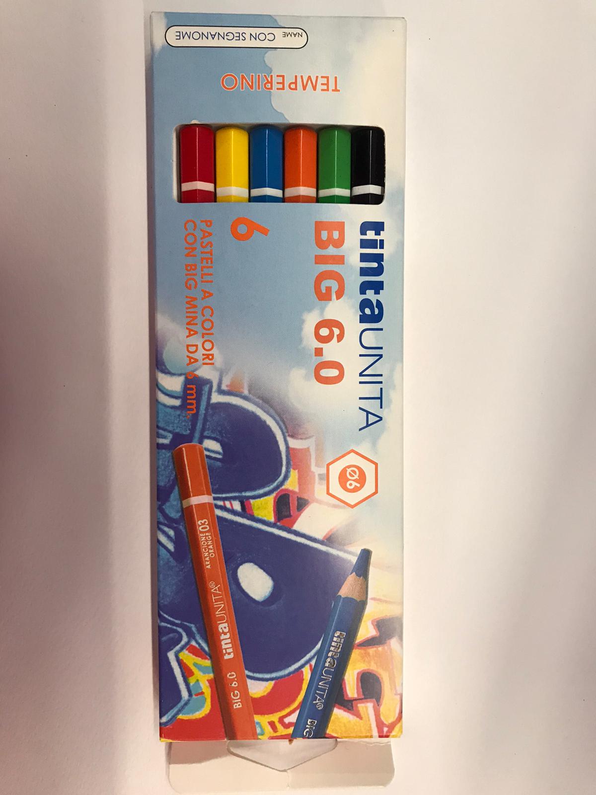 Pastelli Tinta Unita Big 6.0 confezioni da 6 colori